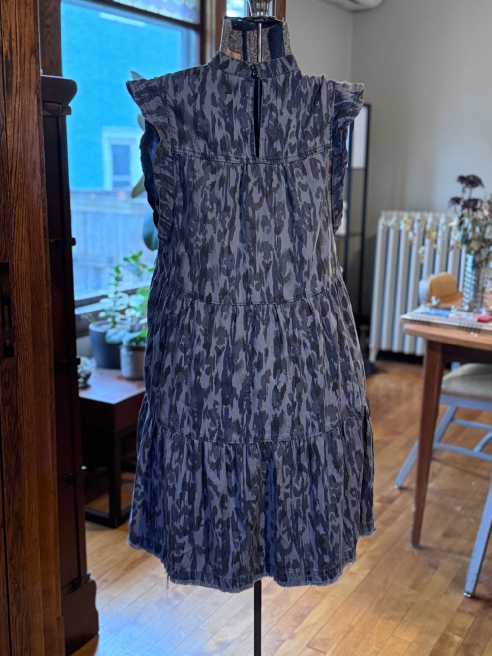 Anthropologie Jenee Lycocell Tiered Leopard print Dress with Raw Edges in EUC M - Picture 2 of 11